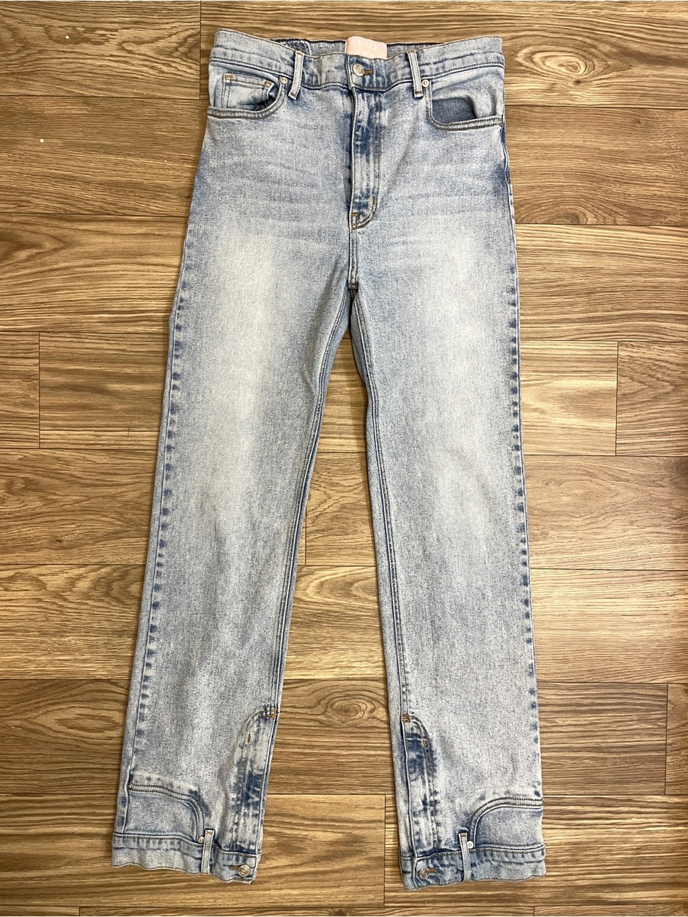 Revice Denim Upside Down Hem Light Wash Straight Leg Jeans